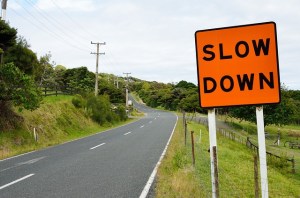 A slow down sign